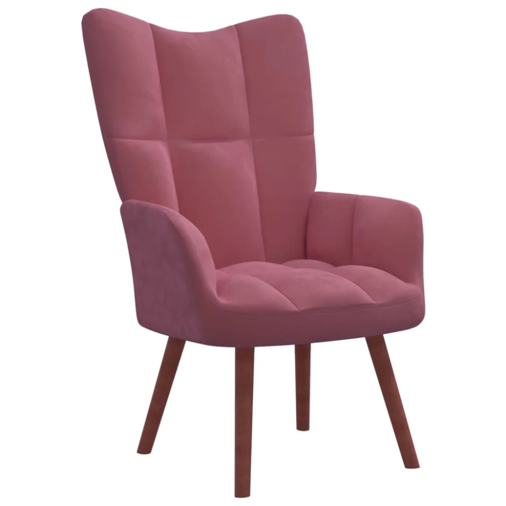 Pink Velvet Relaxing Chair with Soft Cushion