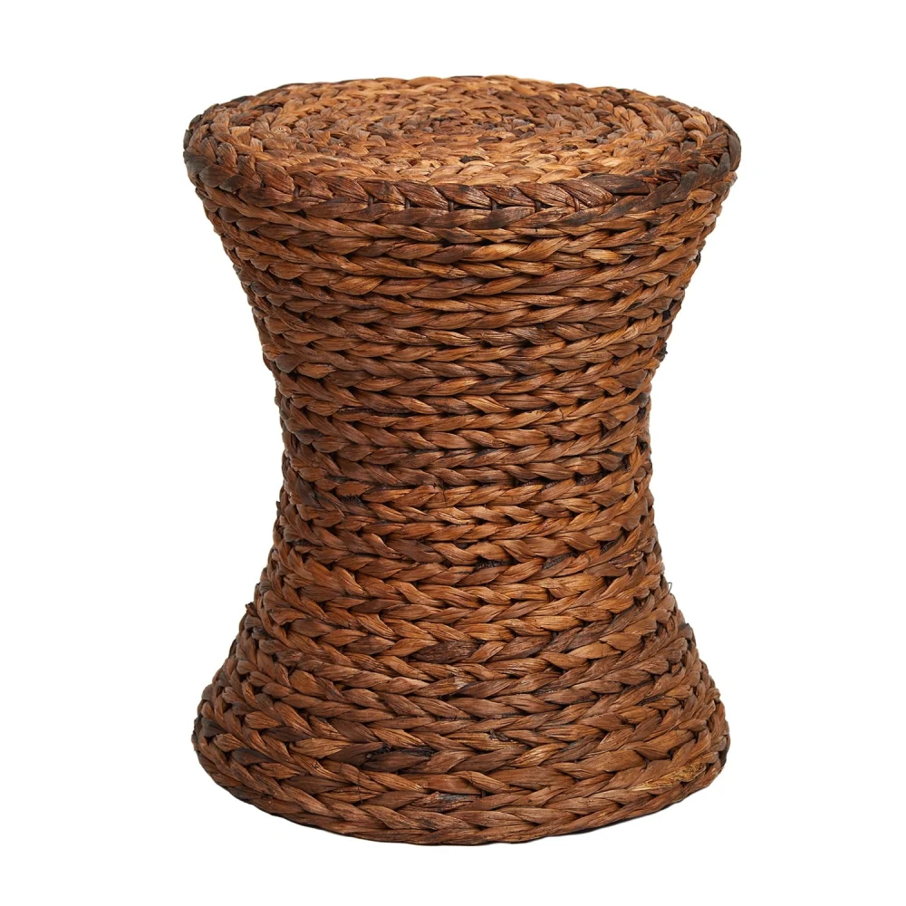 HomeView Design Accent Stool End Table Plant Stand 15.7 Aquatic Plant Rope for Living Room Brown