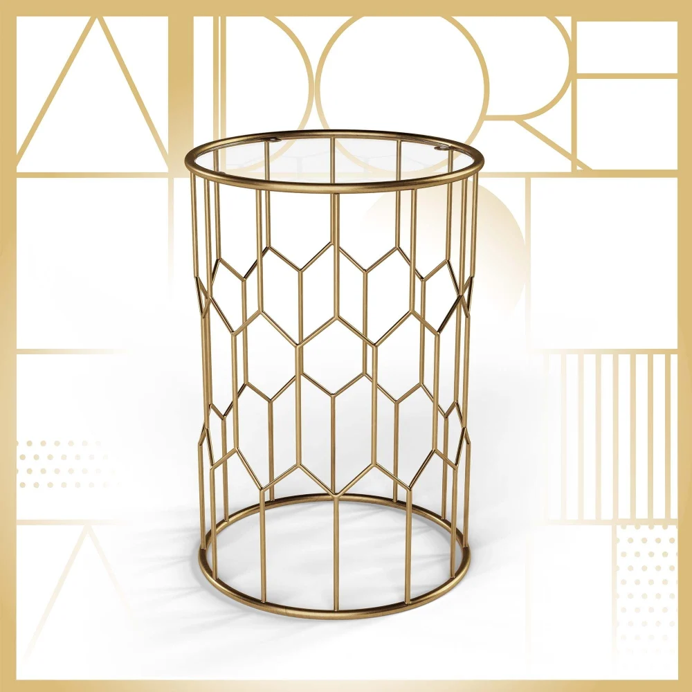 Adore Decor Harper Side Table Gold Modern Living Room Accent Table