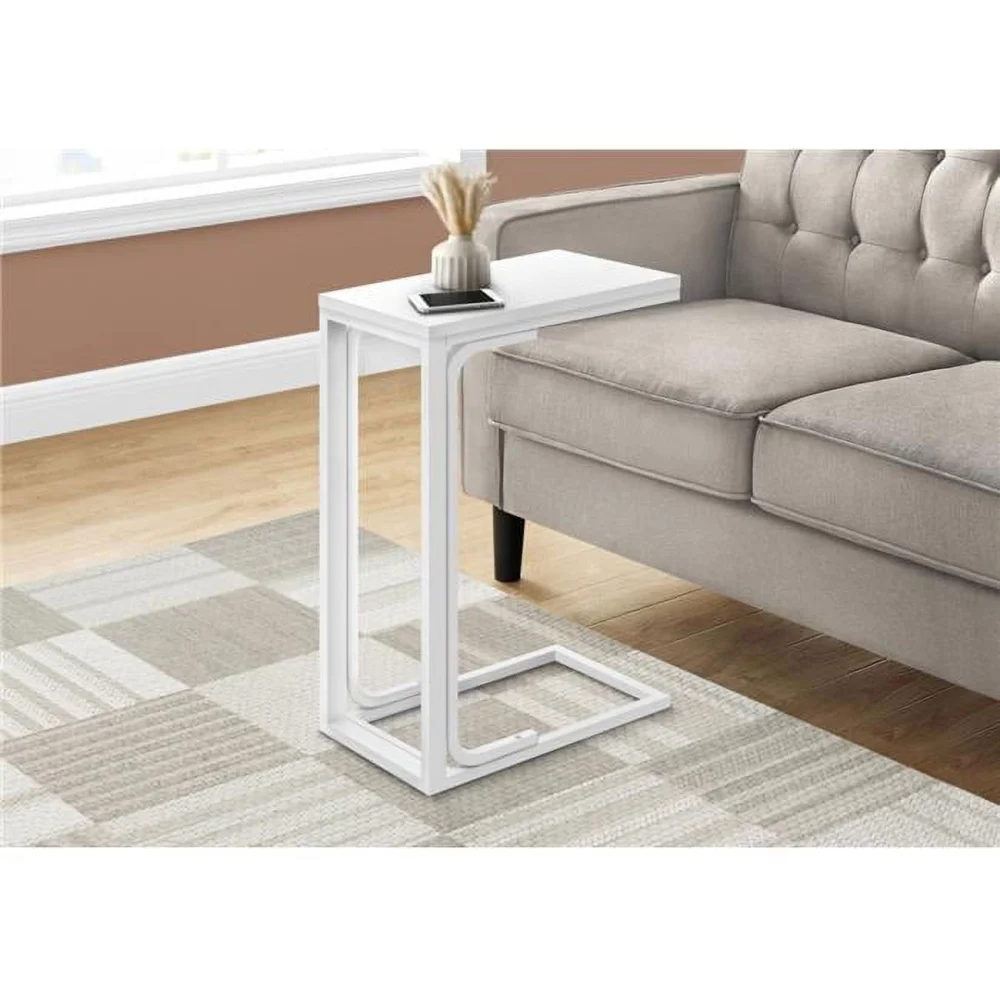25 Inch White Metal Accent Table Modern Side Table for Home Decor