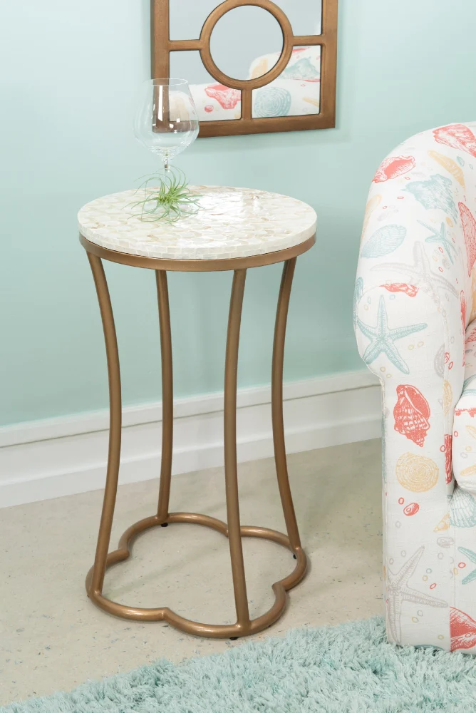Linon Dubach Indoor Accent Side Table 24 Tall in Gold Finish