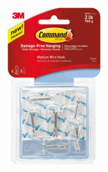 Command Medium Wire Toggle Hooks 6-Pack Clear Damage-Free Hanging