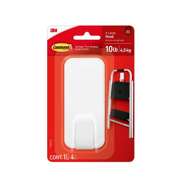 3M 17010-ES Command Utility Hook White Plastic Wall Hanger