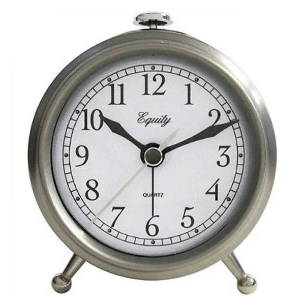 Equity 25655 Analog Quartz Alarm Clock Silver Simple Bedroom Timepiece
