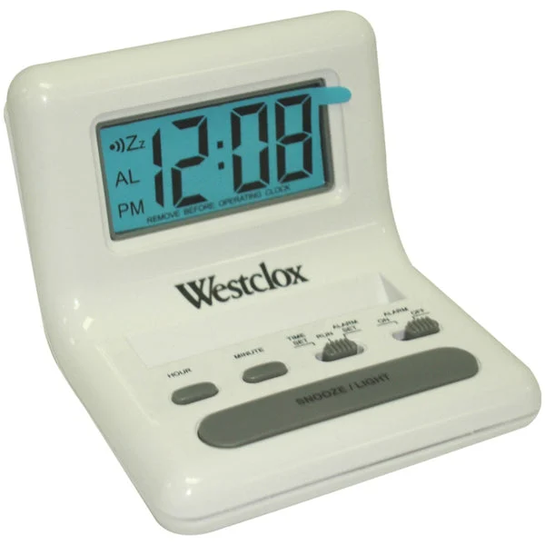 Westclox 47539 Celebrity Glo-Clox Compact Travel Alarm Clock White 0.8 Inch LCD