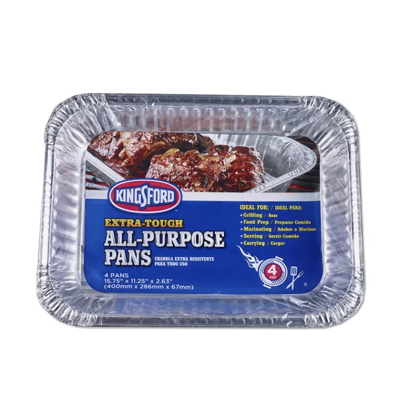 Kingsford Extra Tough All Purpose Aluminum Pan 4-Pack for Grilling and Cooking