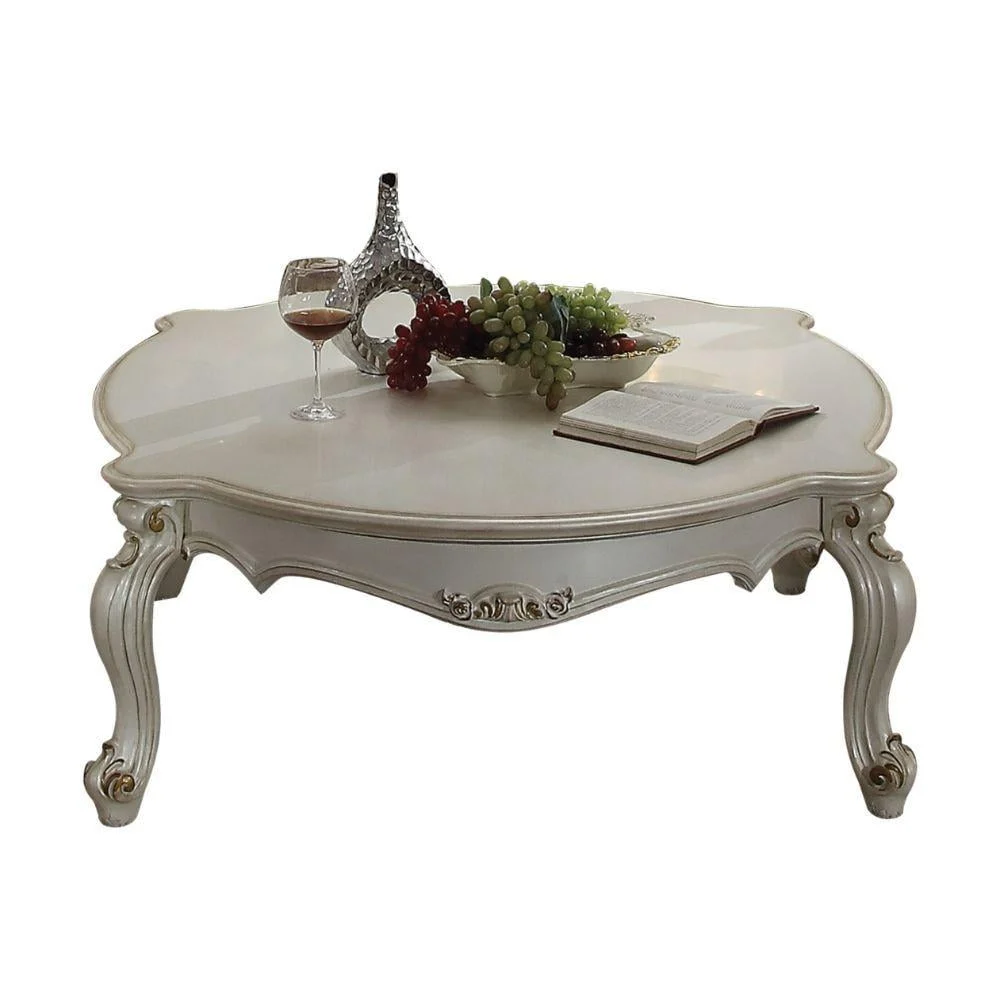 Acme Picardy Classic Antique Pearl Coffee Table 86880 Vintage Living Room Table