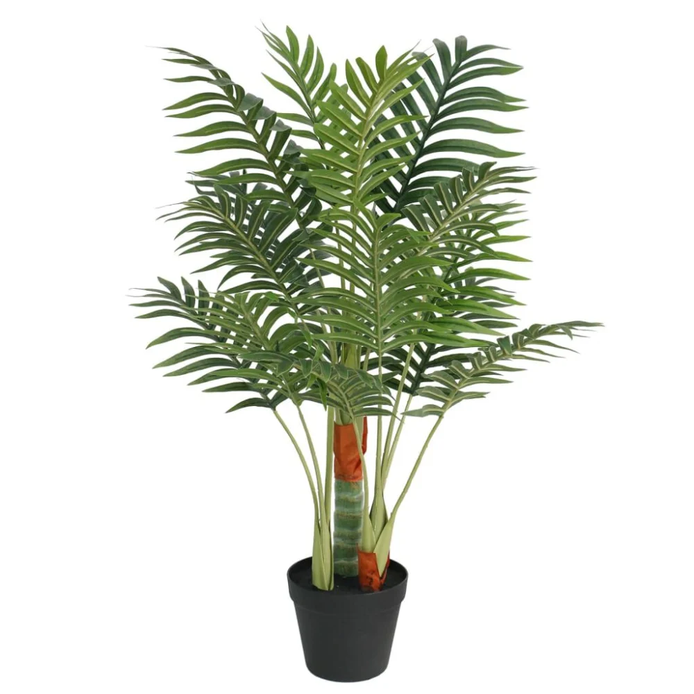 Artificial Palm Tree with 3 Trunks Green 33.5 Inches PP
