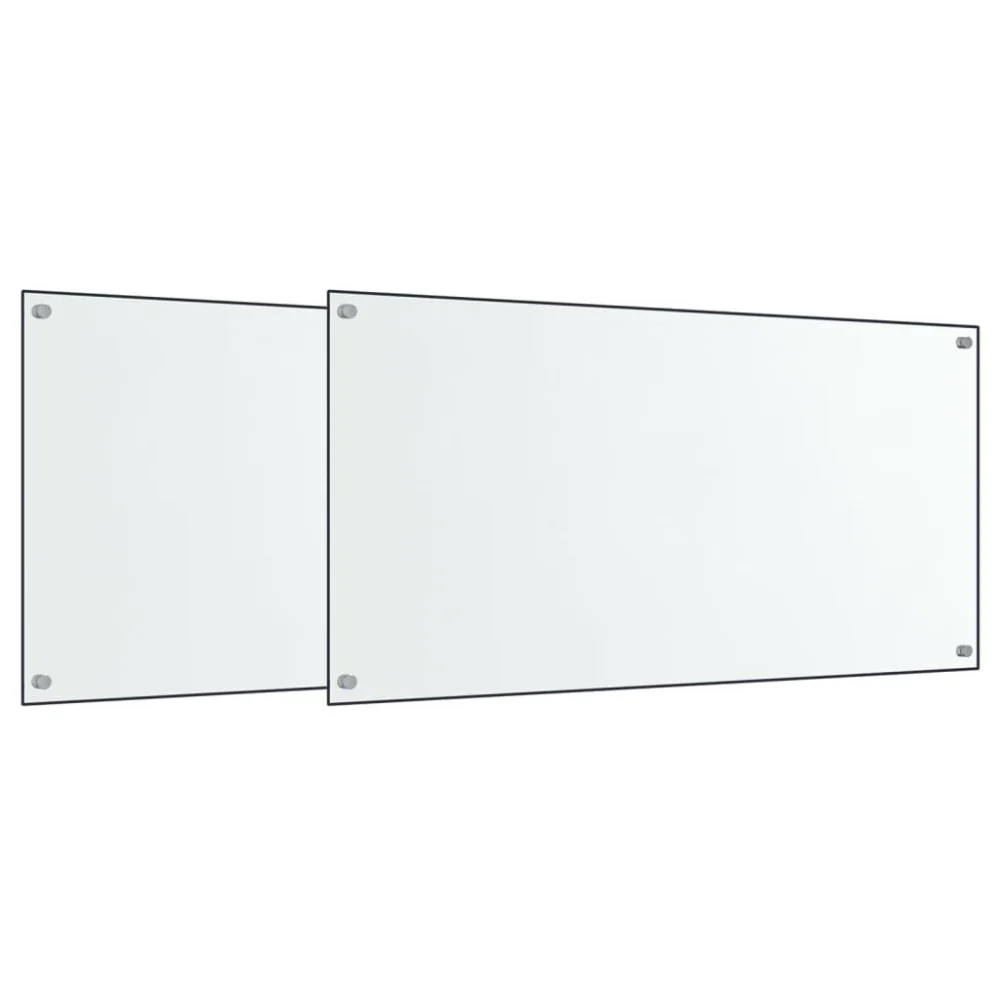 2 Pack Transparent Tempered Glass Kitchen Backsplash 31.5 x 23.6 Inches