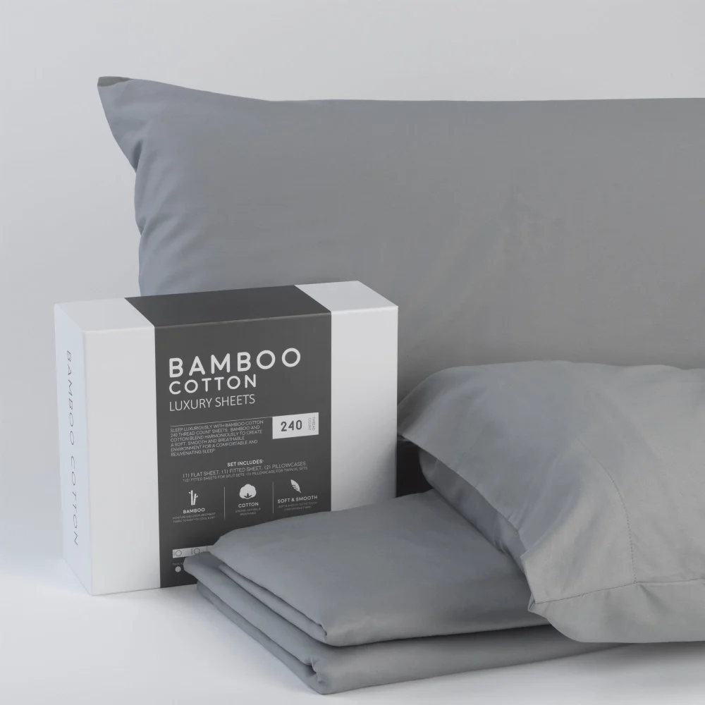 Bamboo Cotton Sheets Soft And Smooth With Viscose From Bamboo Grey Queen Size