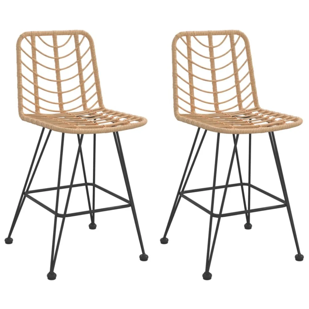 2 Pack Bar Stools 17.7x22x40.7 Inches PE Rattan and Steel Counter Height Stools