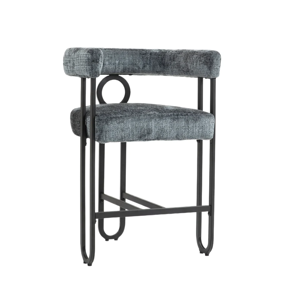 Coolmore Bar Stools Set of 1 Modern Bar Stool with Back Black Metallic