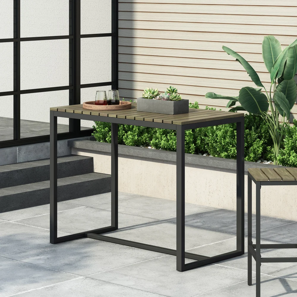 Ezra Bar Table Grey Black Acacia Timber