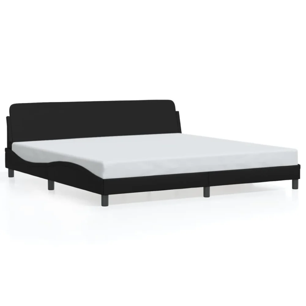 Bed Frame without Mattress Black 76x79.9 Inches Faux Leather for Bedroom
