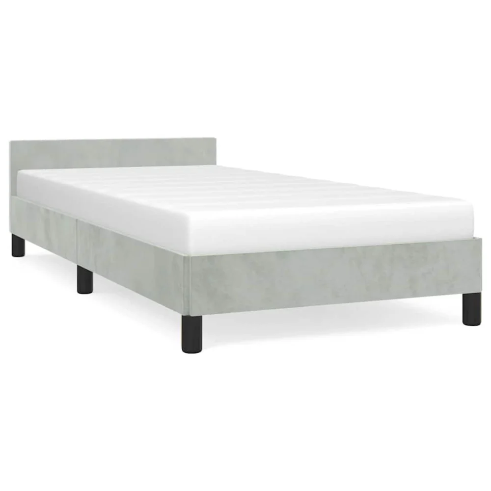 Light Gray Twin XL Velvet Bed Frame without Mattress