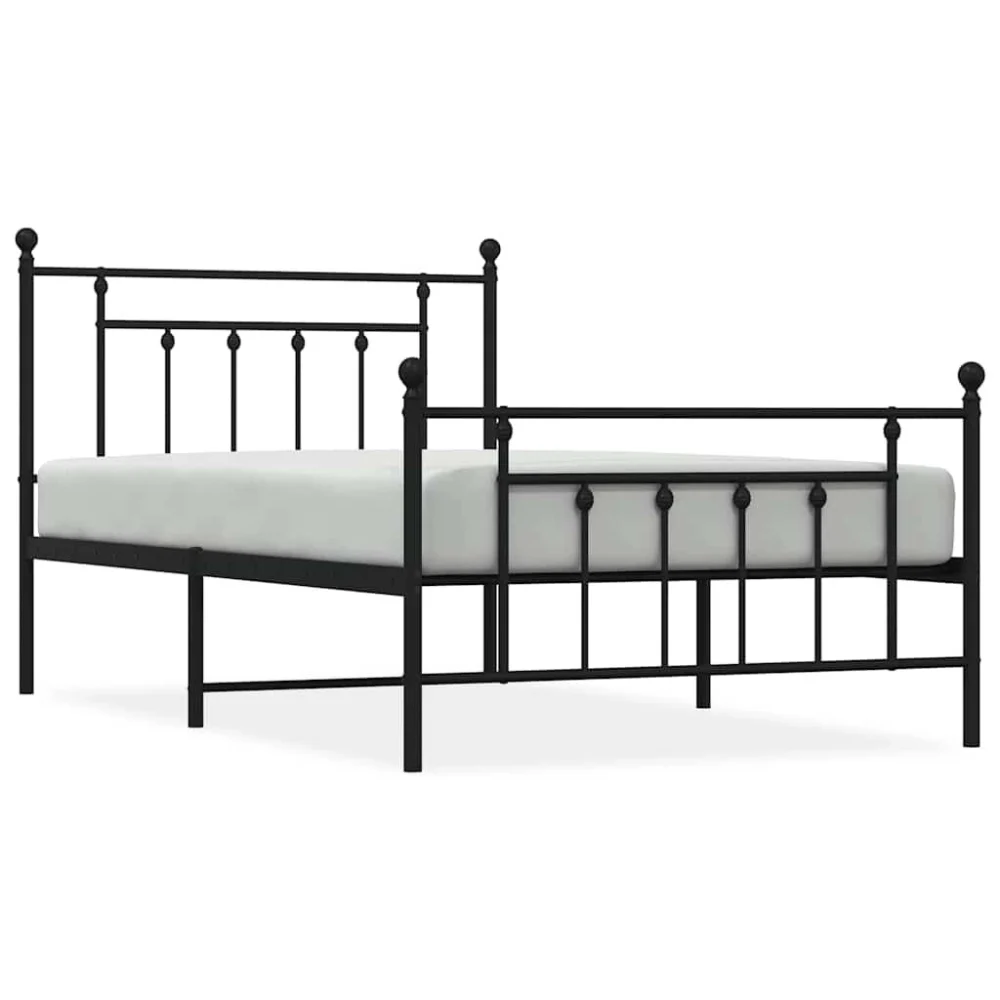 Metal Bed Frame with Footboard Black 39.4 Inch Twin Size No Mattress
