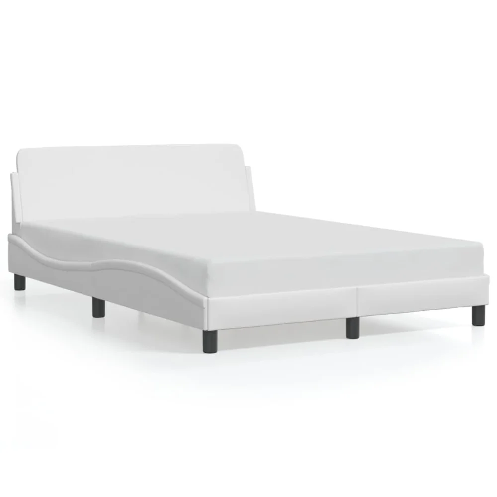 White Faux Leather Bed Frame without Mattress 53.9x74.8 Inches Full Size