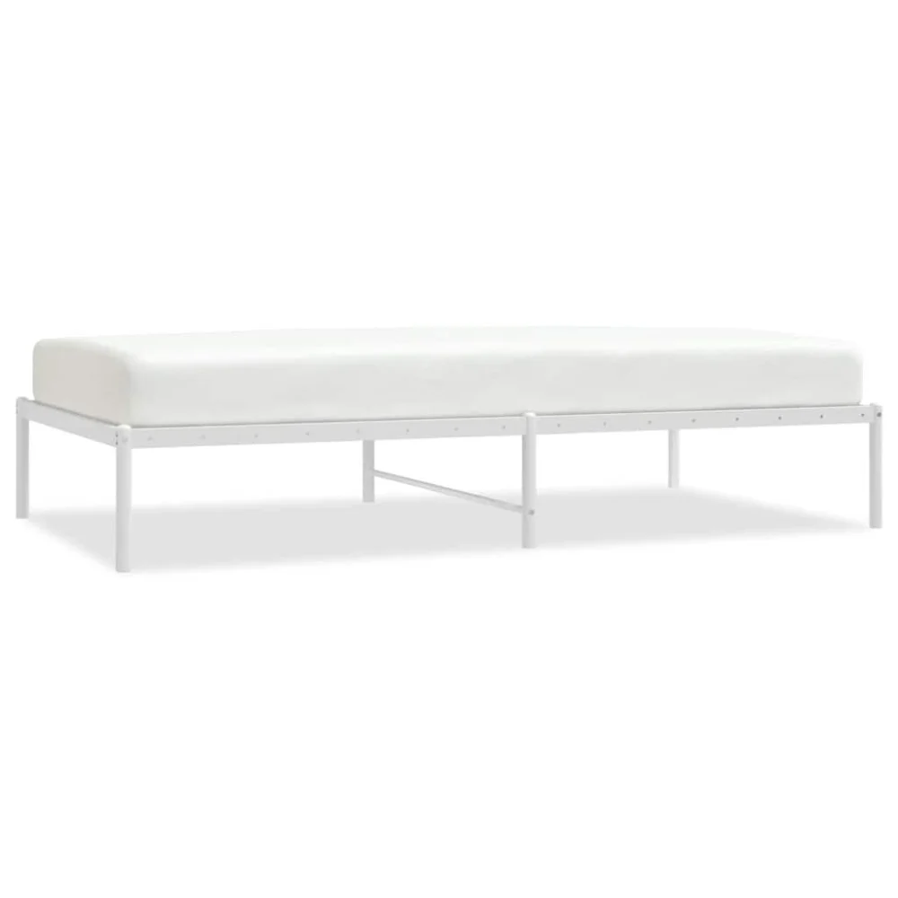 White Metal Bed Frame without Mattress 39.4x74.8 Inches
