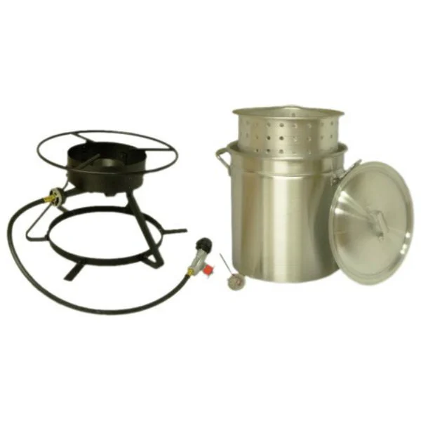 King Kooker 5012 Bolt-Together Boiling Steamer Outdoor Cooker Package 12 Inch Seafood Pot
