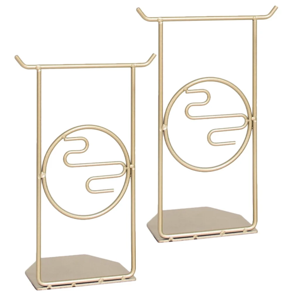 2 Pcs Exquisite End Table Top Bookshelf Reading Support Metal Decor