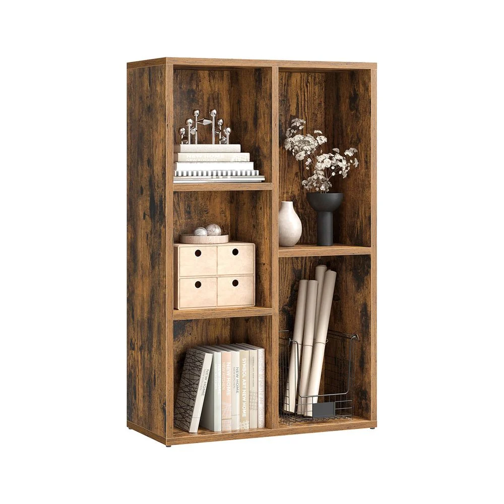 5-Slot Wooden Bookcase for Home or Office Storage