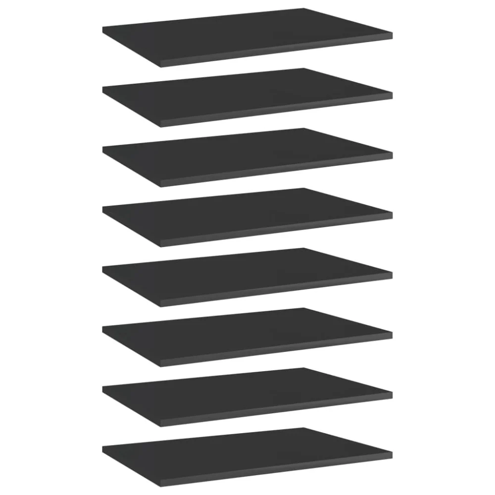 8-Piece High Gloss Black Bookshelf Boards 23.6x15.7x0.6 Inches Engineered Wood
