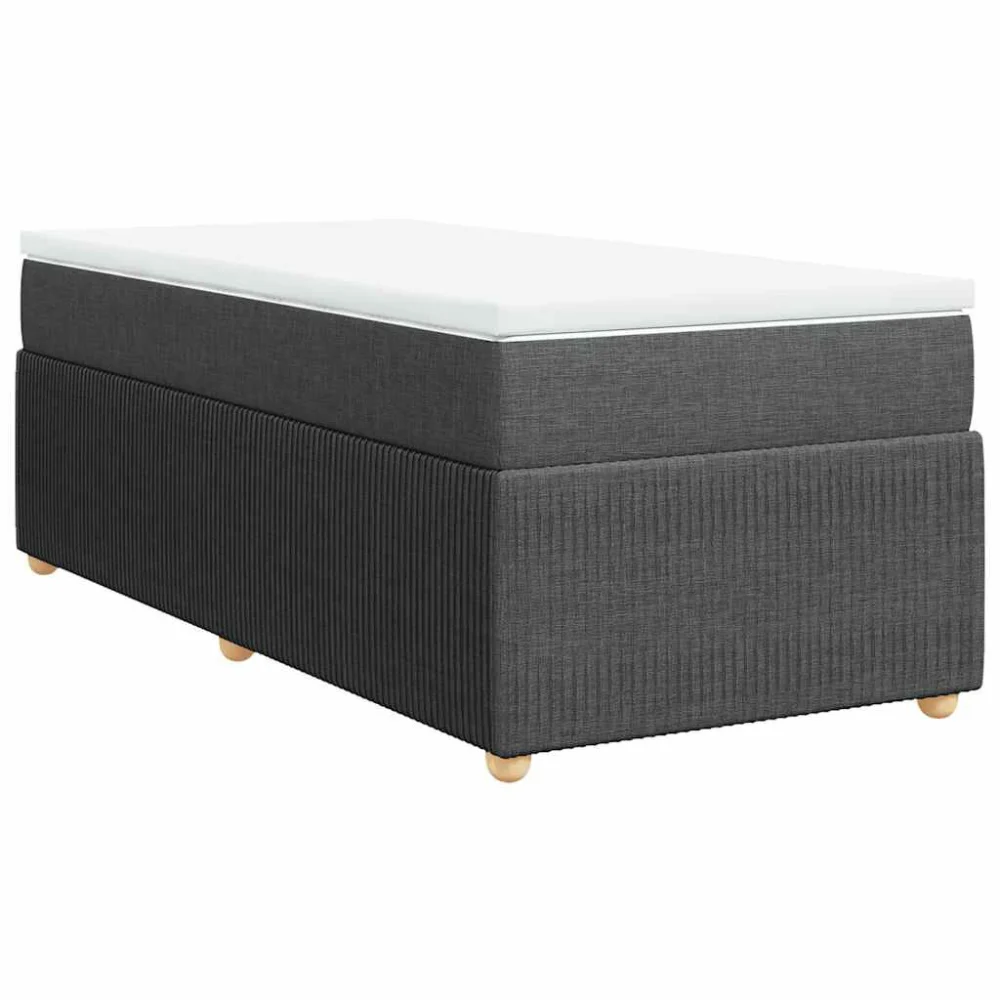 Box Spring Bed with Mattress Dark Gray Twin XL Fabric Complete Bed Set