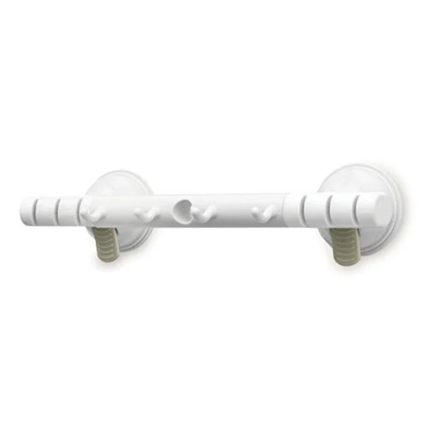 Mommy's Helper 70577 Safe-Er-Grip Brush Holder Bar with 6-Slots & 4-Hooks White