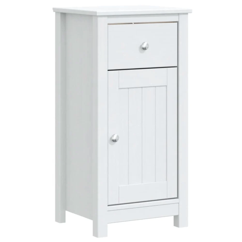 BERG White Bathroom Cabinet 15.7x13.4x31.5 Inches Solid Wood Pine Storage