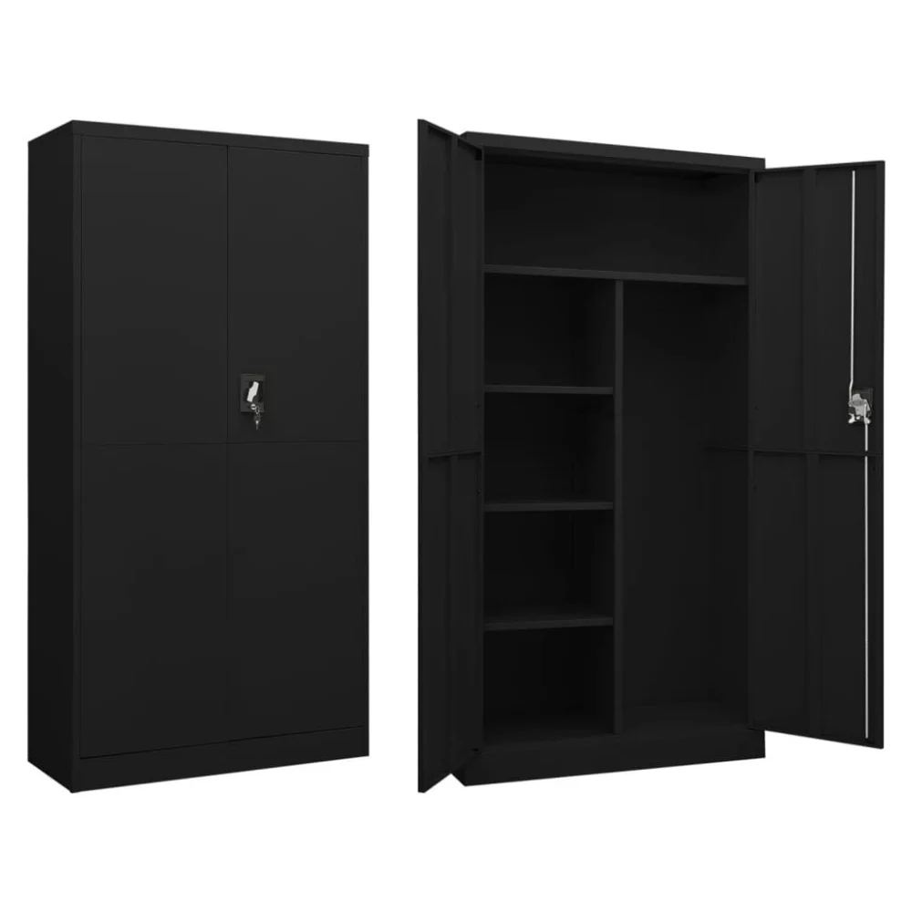 Locker Cabinet Black 35.4x15.7x70.9 Inches Steel Storage Locker for Home or Office
