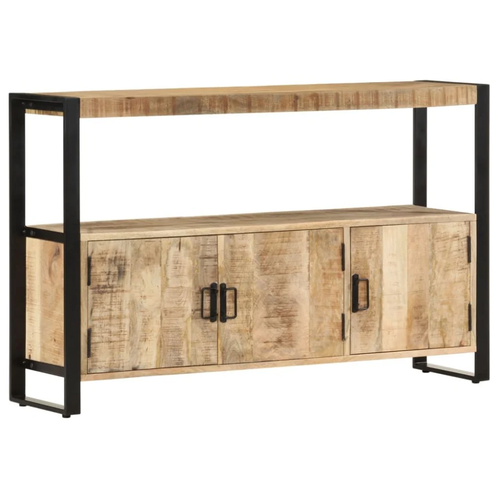 Side Cabinet 47.2x11.8x29.5 Inches Solid Mango Wood Storage Shelf