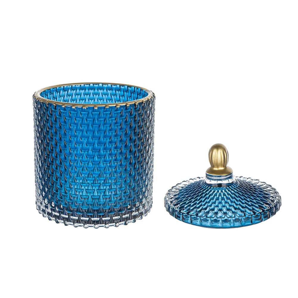 2 Crystal Candy Jar With Lid Christmas Candy Jar Containers in Blue Gold