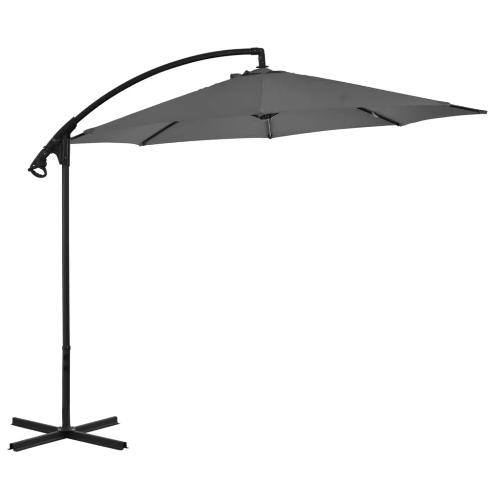 Cantilever Garden Parasol with Steel Pole 118.1 Inches Anthracite Outdoor Umbrella