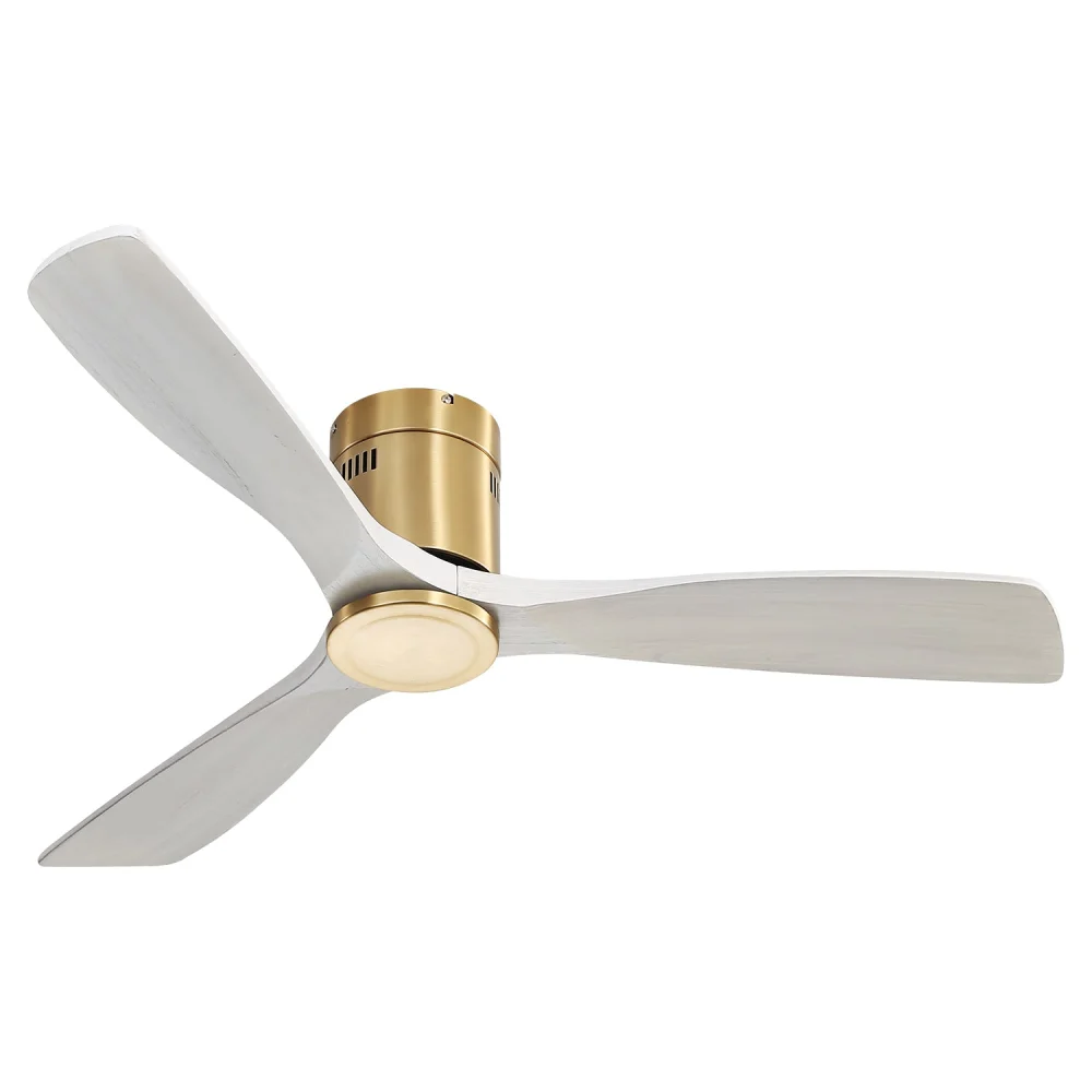 52 Inch Low Profile Ceiling Fan DC Motor 3 Solid Timber Fan Blades Noiseless Remote Control
