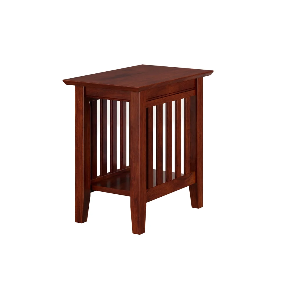 AFI Mission Chair Side Table Walnut Finish Compact Living Room Accent Table