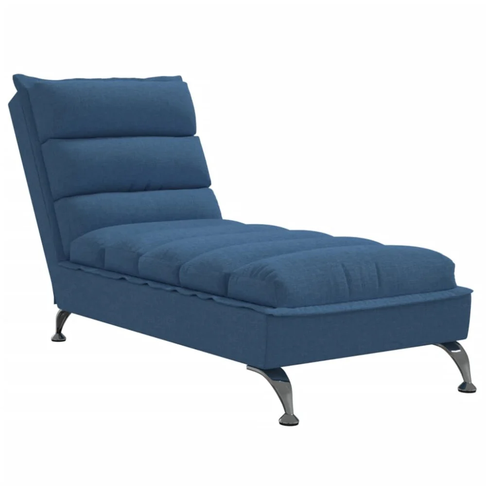 Blue Fabric Chaise Lounge with Cushions Outdoor Patio Furniture