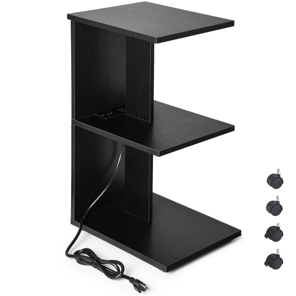 LIANGCHEN End Table with Charging Station Narrow Side Table with USB Ports and Outlets for Small Spaces