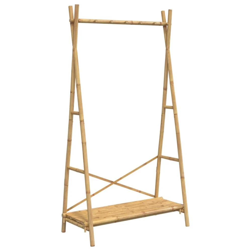 Clothes Rack with Shelf 40.2x19.7x74.8 Inches Bamboo Freestanding Garment Organizer