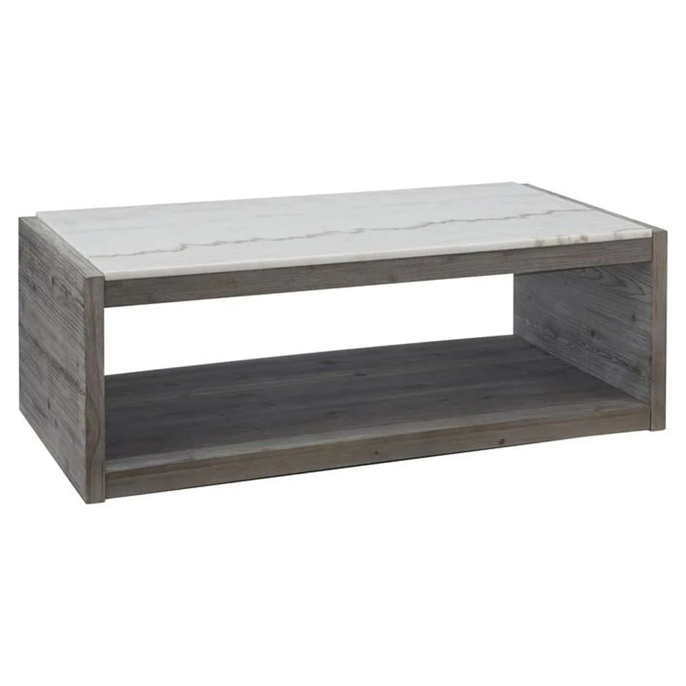 Progressive Furniture Moonbeam Marble Top Cocktail Table in Moonlit Gray - Elegant Living Room Centerpiece