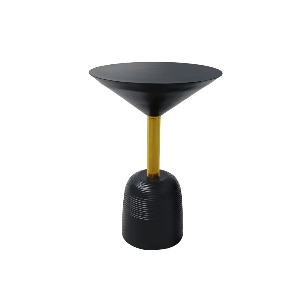 Urban Port 12 in Aluminum Cast Top Dome Base Round Cocktail Side End Table Black Brass