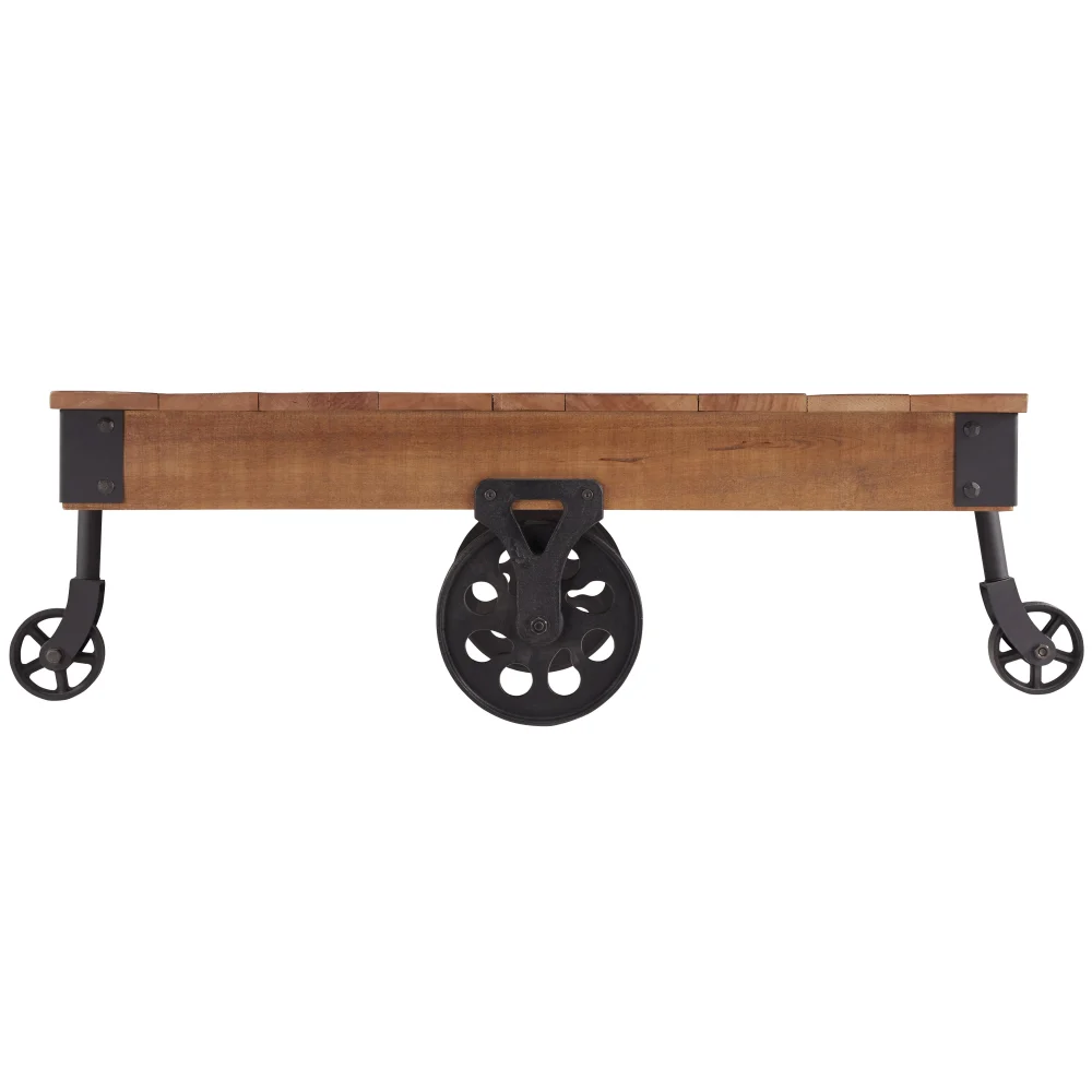 FACTORY Cocktail Table With Functional Wheels - Industrial Living Room Center Table