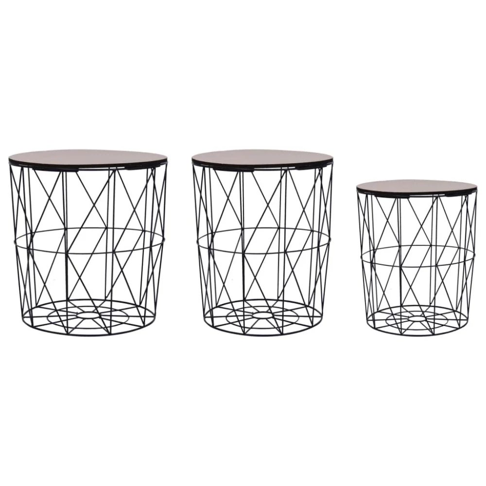 Black Coffee Table Set 3 Piece Modern Living Room Furniture