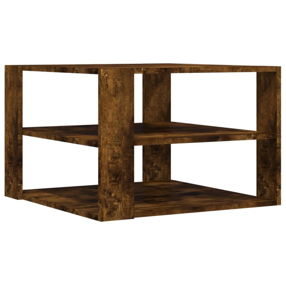 23.4 Inch Square Smoked Oak Engineered Wood Coffee Table for Living Room