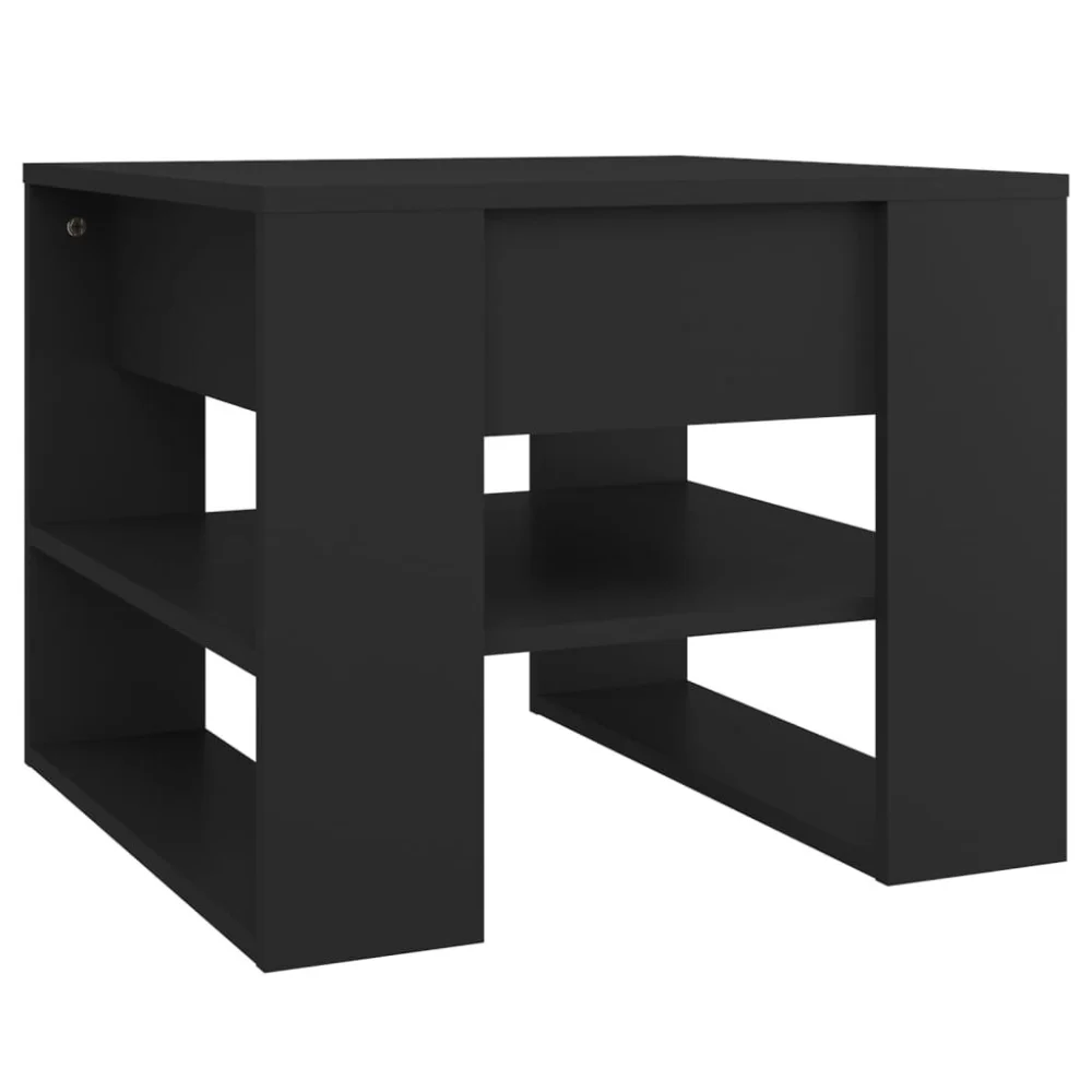 Black Engineered Wood Coffee Table 21.9x21.7x17.7 Inches Modern Square Design