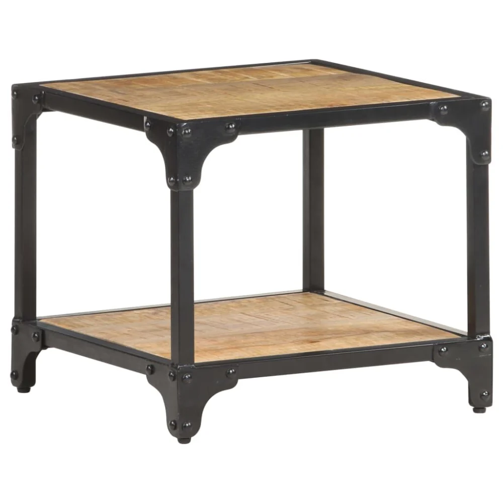 15.7x15.7x14.2 Inch Solid Rough Mango Wood Coffee Table Small Living Room Accent