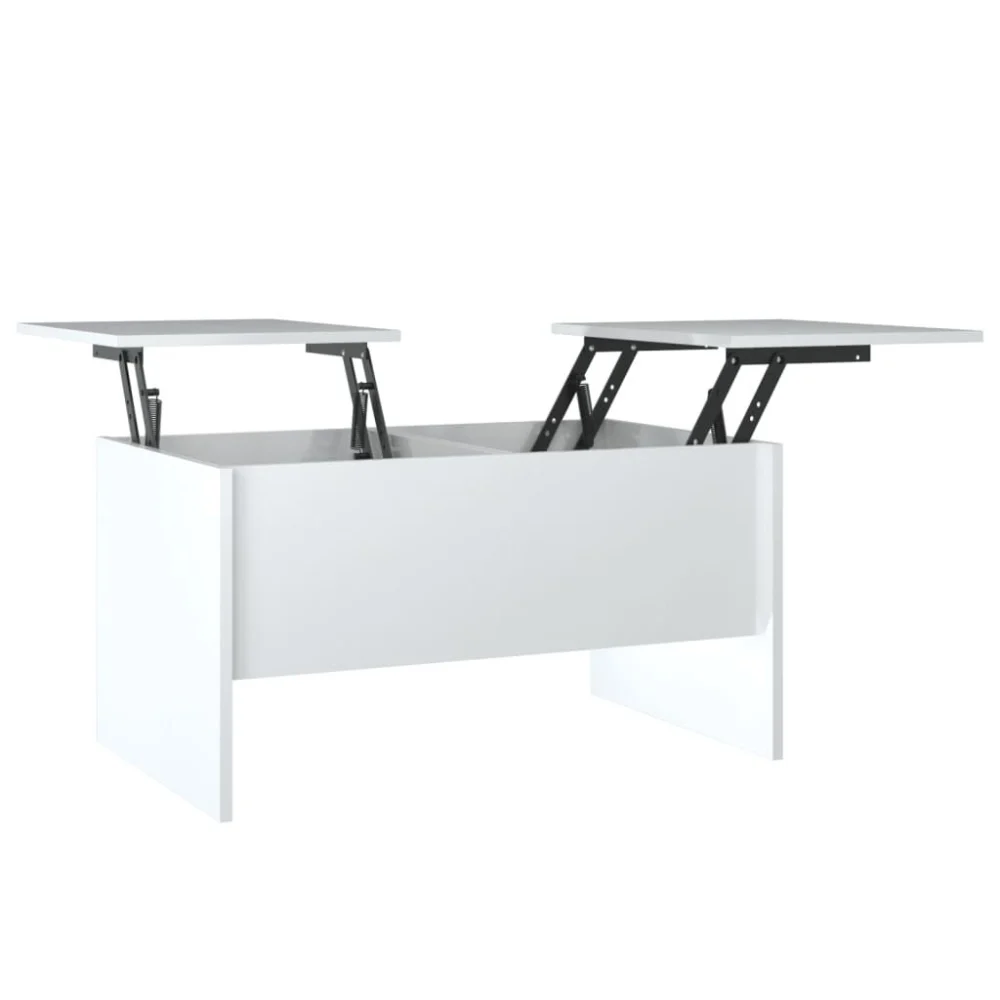 Coffee Table High Gloss White 31.5x19.7x16.7 Inches Engineered Wood Contemporary Design