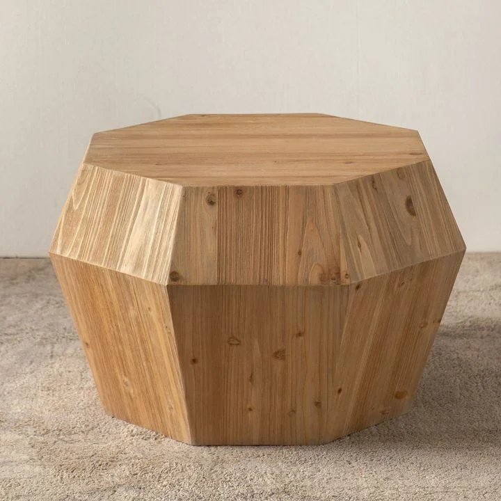 Octagonal Wooden Coffee Table Unique Shape Living Room Center Table