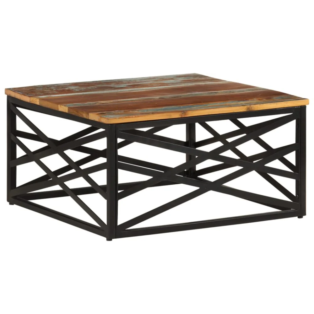 Coffee Table 26.8x26.8x13.8 Inches Solid Reclaimed Wood - Rustic Living Room Table