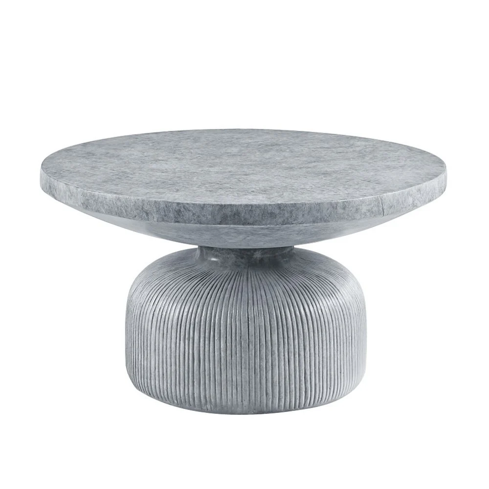 BenJara Lylie 30 Inch Round Cement Coffee Table Gray