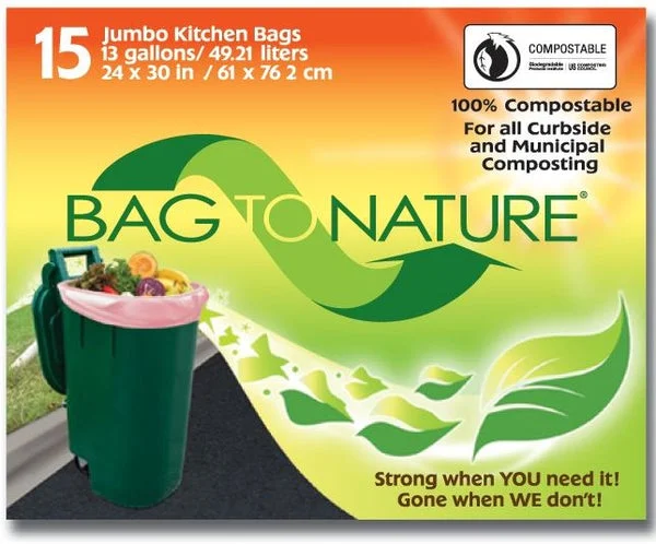Bag-To-Nature MBP24205 Jumbo Kitchen Compost Bags 13-Gallon 24x30 Inches 15-Count